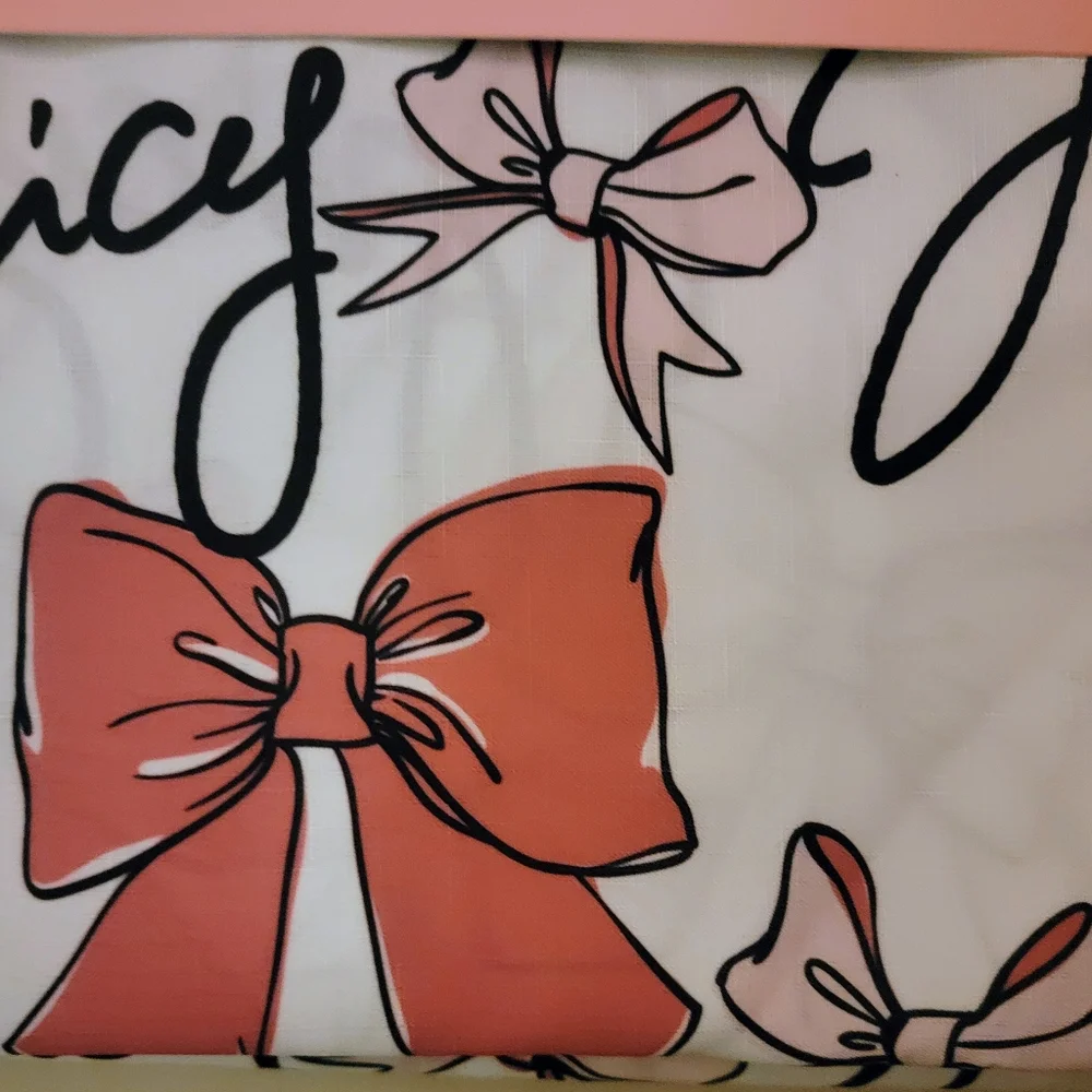 Juicy Couture Pink and Black Bow Shower Curtain New In Package